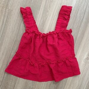 Hot pink Ruffled Sleeveless Top